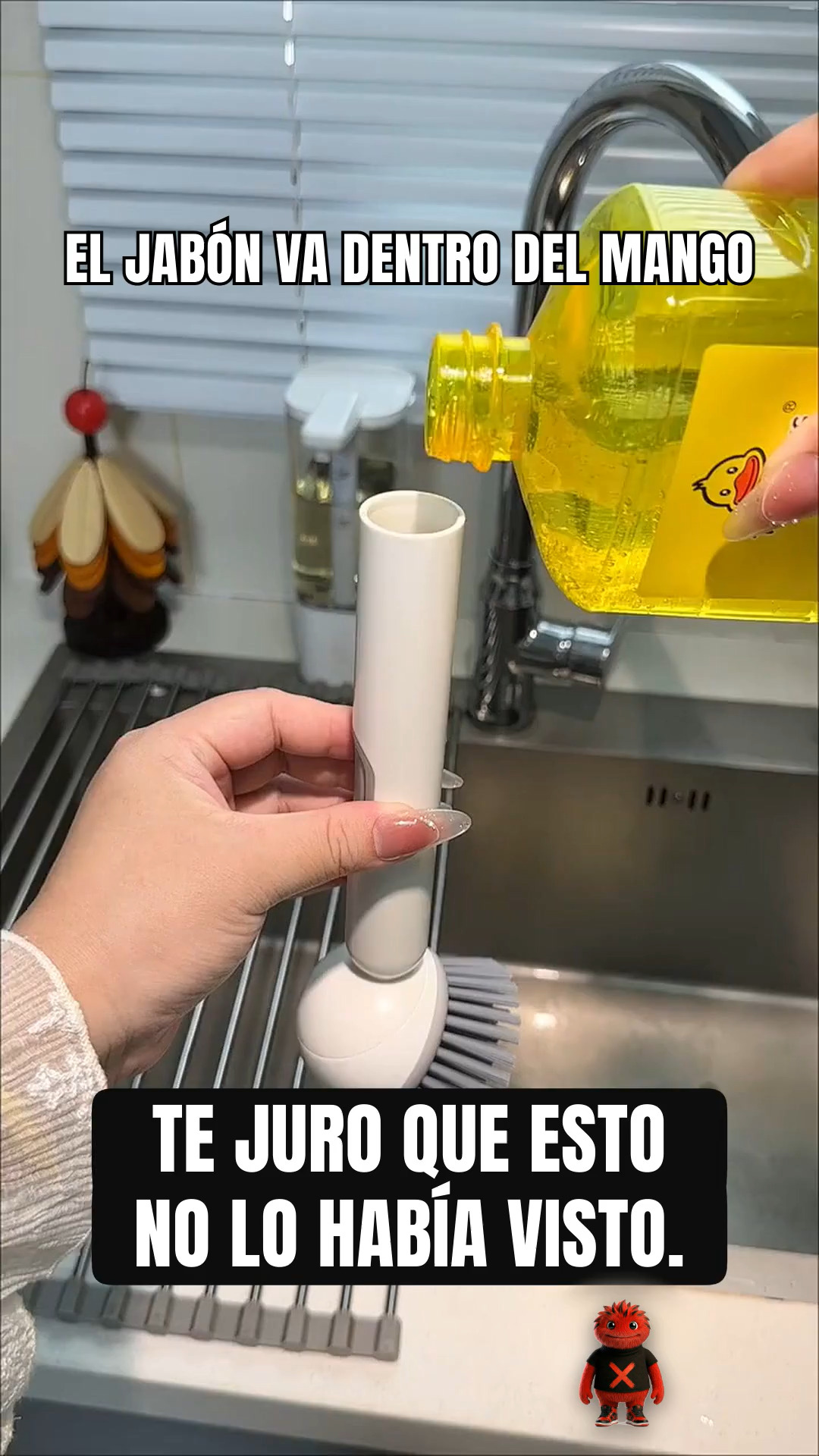 Cepillo Fregar con Dispensador de Jabón