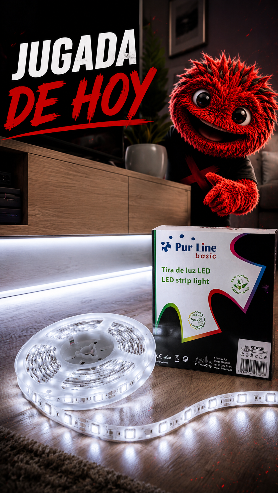 Tira de LED multicolor para interior con mando a distancia
