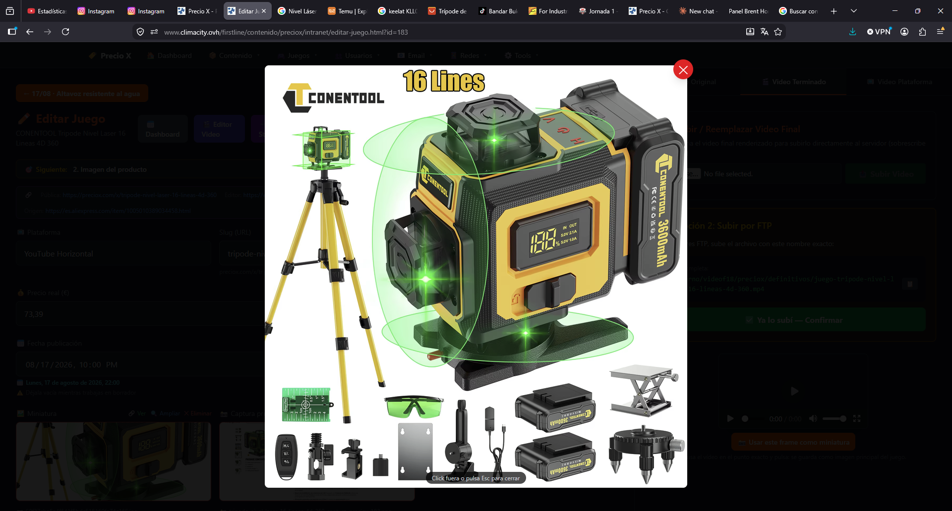 Tripode Nivel Laser 16 Lineas 4D 360